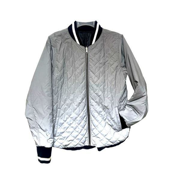 Athleta Jackets & Blazers - Athleta Reflective Black Silver Reversible Jacket Quilted Size Lg Athletic Track
